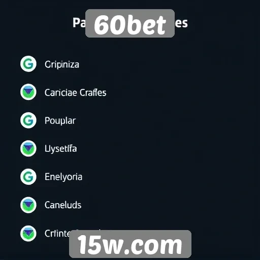 Métodos de pagamento aceitos pelo 60bet